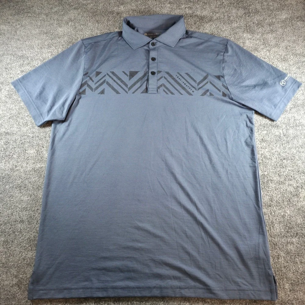Travis Mathew All Day Access Polo Shirt Mens XL Blue Golf Trilogy Aviation - Picture 6 of 11